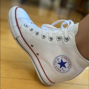 Wedged white converse